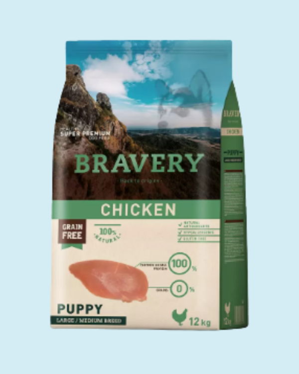 BRAVERY CHICKEN PUPPY LARGE/MEDIUM BREEDS 12KG