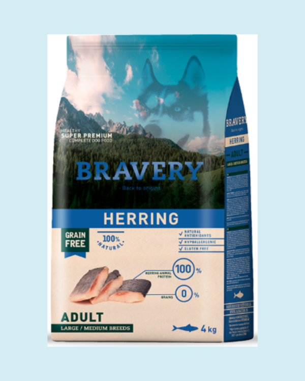 BRAVERY HERRING ADULT LARGE_MEDIUM BREEDS 4KG