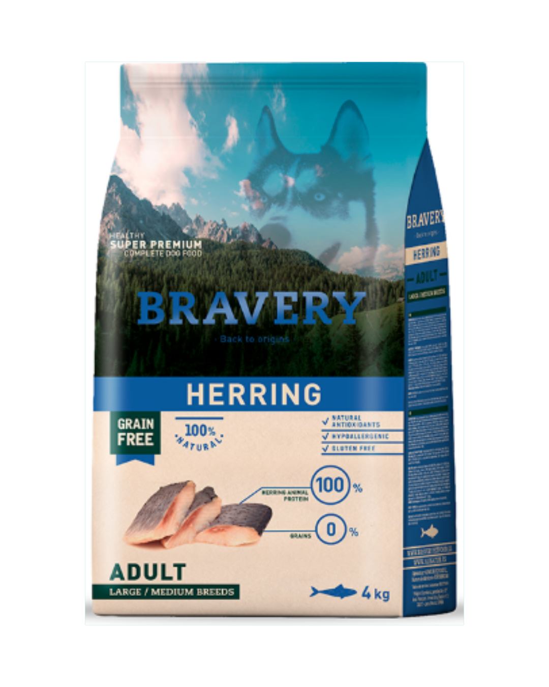BRAVERY HERRING ADULT LARGE_MEDIUM BREEDS 4 Kg