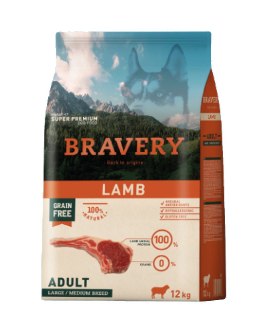 BRAVERY LAMB ADULT LARGE/MEDIUM BREED 12 Kg