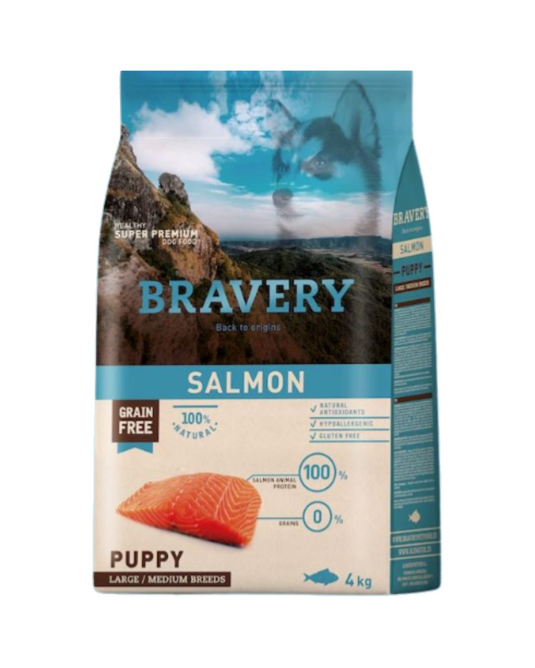 BRAVERY SALMON PUPPY LARGE/MEDIUM BREEDS 4 Kg