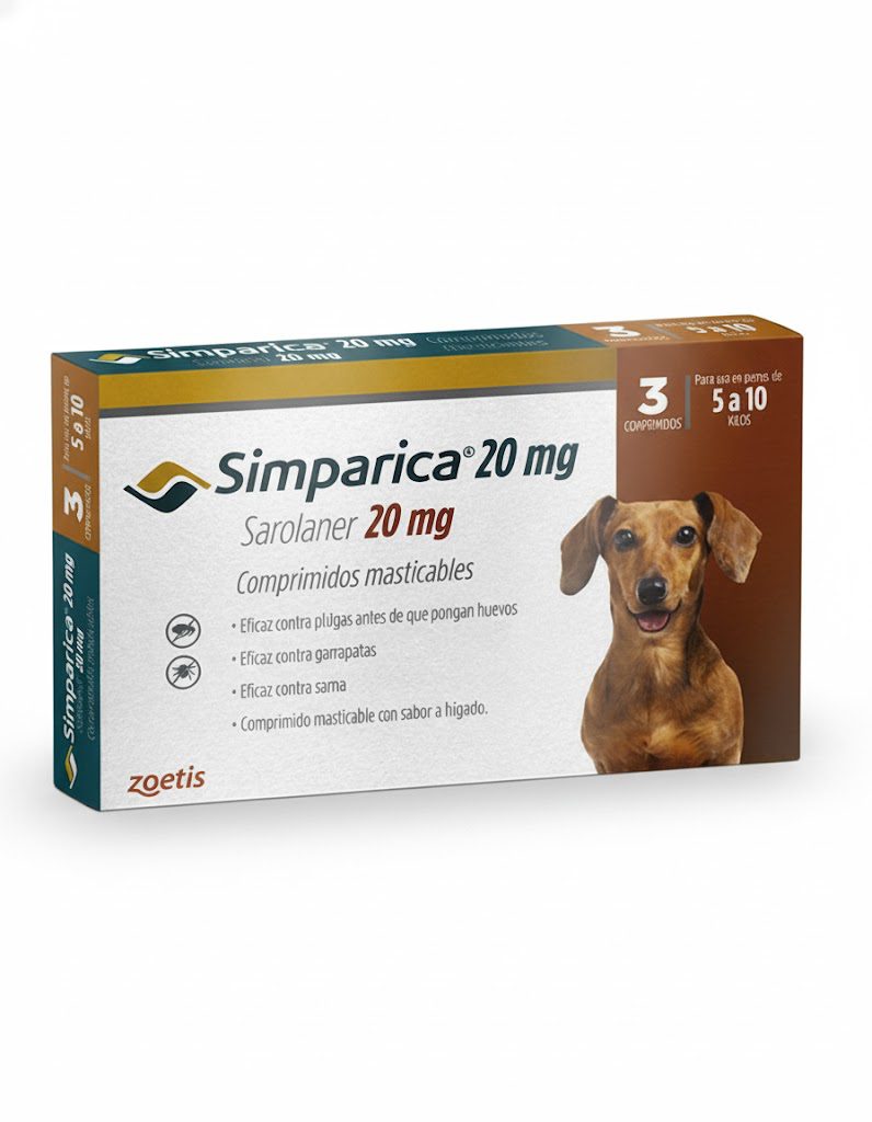 Simparica 20 mg – Antiparasitario para perros pequeños (5 a 10 kg)